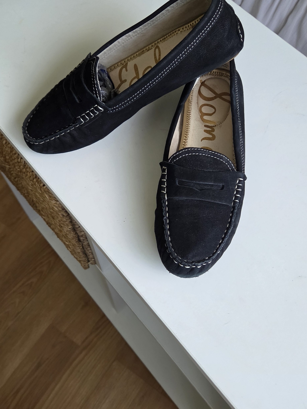 Sam Edelman Filly Black Suede Driving Penny Loafers Size 7.5 Eur. 37.5